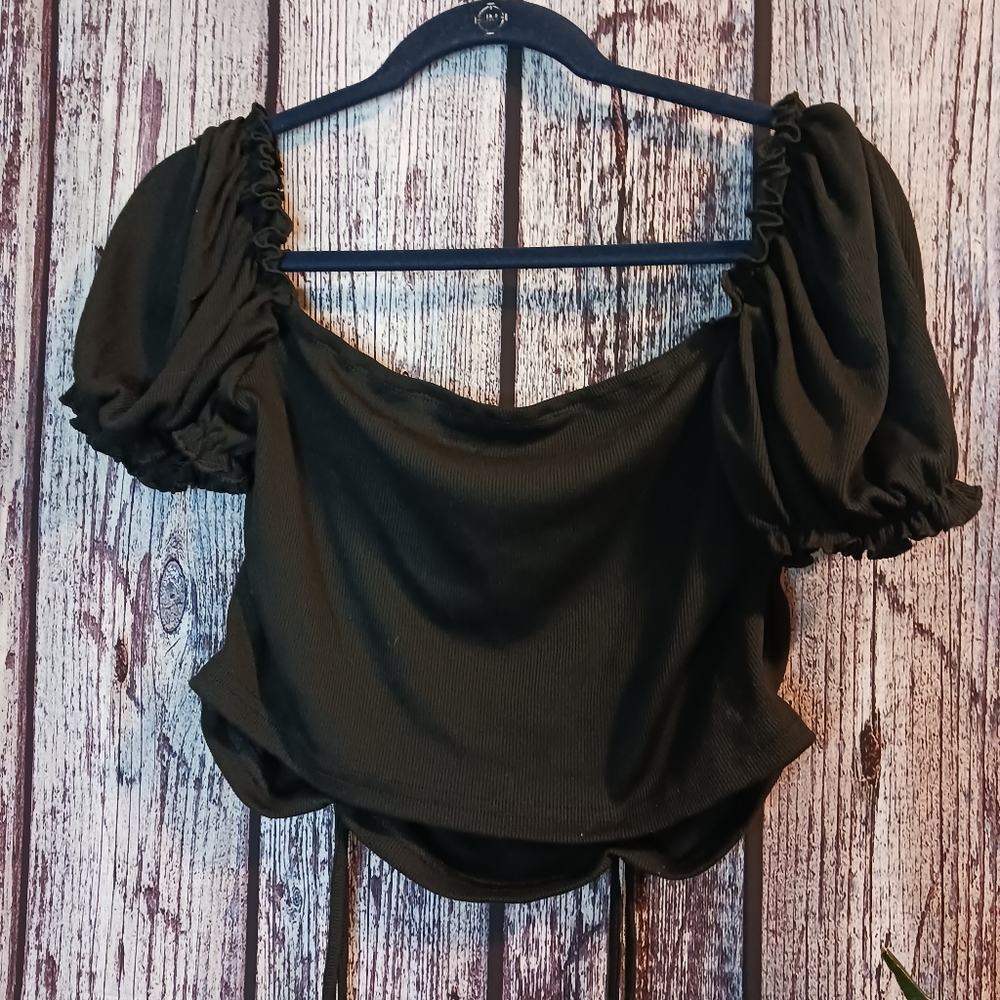 Off the shoulder blouse with shirred sides sz xl - Picture 6 of 6